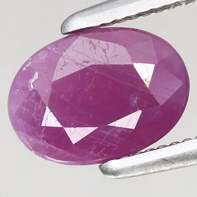 1.41ct  7.1x5.1mm Oval 100%Natural Unheated Purplish Red Ruby Guinea, Africa - Image 1 of 4