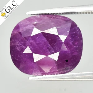 π GLC CERTIFIED 11.43ct Cushion Natural Purple Red Ruby - Unheated, Guinea Gem - Picture 1 of 5