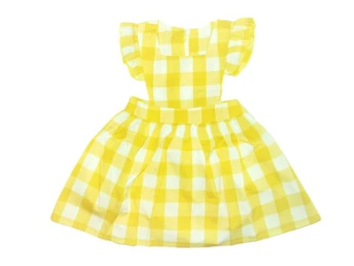 NUEVO CON ETIQUETAS VESTIDO DELANTAL A CUADROS AMARILLO Y BLANCO PARA NIÑAS PEQUEÑAS talla 4T Foto 1 de 4