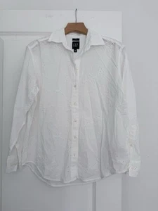 NUEVO Gap Mujer Blanco Ojales Manga Larga Botón Camisa Top Blusa Talla XS S - Imagen 1 de 2