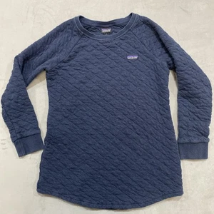 Patagonia Crew Sweater Quilted Women's Small Organic Cotton Navy Blue Pullover - Picture 1 of 7