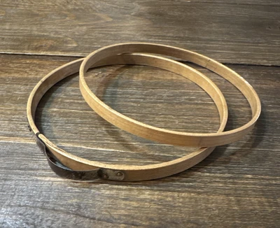 Vintage Princess Bow Spring Embroidery Hoop 6" Wooden No Felt Lined Old Repair - Image 1 of 4