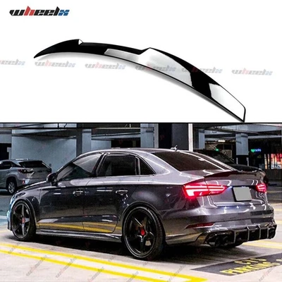 Alerón trasero maletero ajuste 14-20 Audi A3 8V S3 sedán tiro alto negro brillante Foto 1 de 4