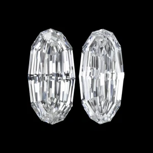 0.64ct E-F VVS DIAMOND PAIR OVAL SHAPE STEP CUT LOOSE NATURAL STUD DROP EARRINGS - Picture 1 of 1