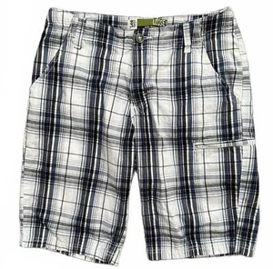 LEE Dungarees Shorts Boys Size 16 Regular Loose Adjustable Waist Band Plaid  - Picture 1 of 7