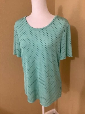 Top informal de manga corta elástico verde lima Jaclyn Smith para mujer talla L Foto 1 de 4