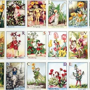 Alphabet Flower Fairies 100% Cotton Quilting Fabric Panel Wall DC4197 - Picture 1 of 4