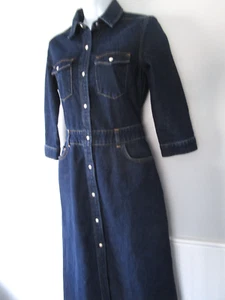 Robe All Saints taille 0 jean bleu denim manches longues col perle bouton pression NEUVE - Photo 1/12