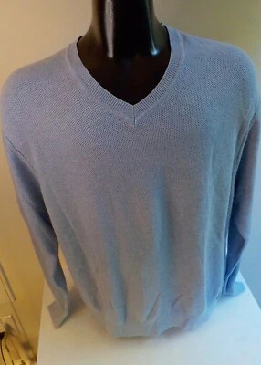 TALBOT'S MEN'S Long Sleeved V-Neck Pullover Sweater-Light Blue- Cotton/Modal-XL - Image 1 of 4