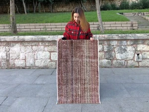 TRIBAL VINTAGE BOHO HAND KNOTTED WOOL HANDMADE TURKISH DOOR MAT ENTRANCE RUG - Picture 1 of 12