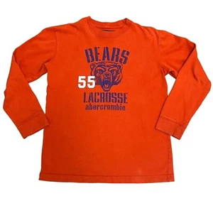 Abercrombie Kids Boys Medium Bears Lacrosse 55 Orange Blue Long Sleeve M 10 12 - Picture 1 of 7