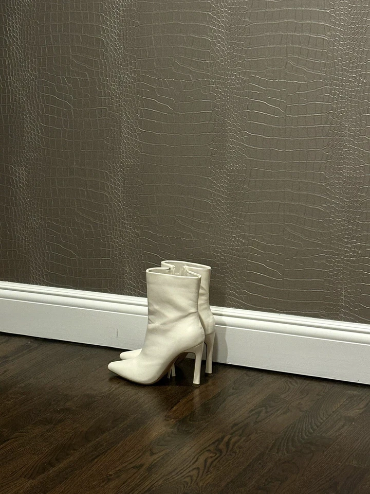 Moda 6 Pulgadas Cuero Blanco Tacones Altos Botas Mujer Talla 10 Totalmente Nuevas  Foto 1 de 1