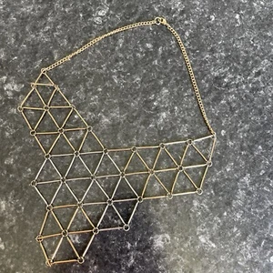 silver and gold triangle patterned necklace vintage* - Picture 1 of 3