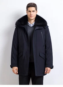 Winter Mens Down Jacket Thick Dad's Fur Coat Rex Rabbit Fur Lining Parkas Jacket - Picture 1 of 28