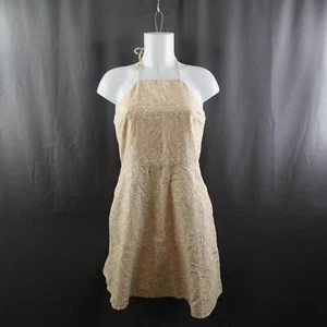 Gap Womens Dress 6P Tan Linen Blend Halter Y2K Coastal Cool Minimal Retro Chic - Picture 1 of 14