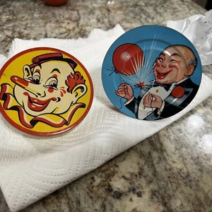 2 Vintage Geräuschmacher ein Clown & ein lächelnder Kerl - Bild 1 von 10