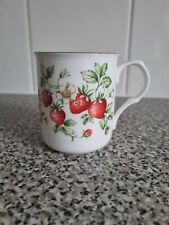 Sadler Strawberry Pattern White Coffee Mug Fine Bone China Vintage British 