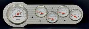1953 1954 Chevy Car 5 Gauge Dash Panel Engine Turned Insert Set White - Picture 1 of 8