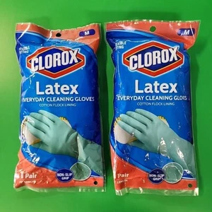 (2) Clorox Reusable Everyday Cleaning Gloves, Size Medium Cotton - 2 Packs - Picture 1 of 2