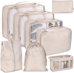 8 PCS Travel Luggage Organiser Set Suitcase Storage Bags Clothing Packing Cubes~ - Picture 1 of 17