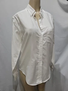 Vintage Lands’ End Damen weißes Button-Down-Shirt Größe 12 hergestellt in den USA Baumwolle - Bild 1 von 6