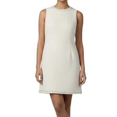 Alice Olive Cream Tweed Sleeveless Sheath Dress Size 4 Classic Quiet Luxury - Image 1 of 4