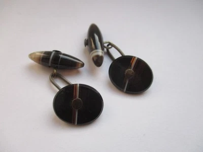 Gemelos antiguos de ágata con bandas - victorianos o eduardianos Foto 1 de 4