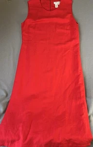 Coldwater Creek Women’s 12 Petite Linen Red Dress Summer Beach Sleeveless Long - Picture 1 of 11