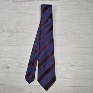 Brioni Men’s Silk Striped Tie Navy Blue And Red Hand Made In Italy 100% Silk - Picture 1 of 6