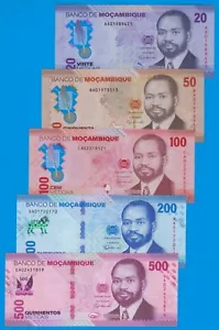 2024 Mozambique 5 notes, 20 + 50 + 100 + 200 + 500 meticais, All new 2024 UNC - Picture 1 of 5