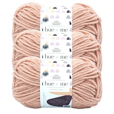 (3 Pack) Lion Brand Yarn 617-101AZ Two of Wands: Hue + Me Bulky Yarn, Rose Water - Image 1 of 4