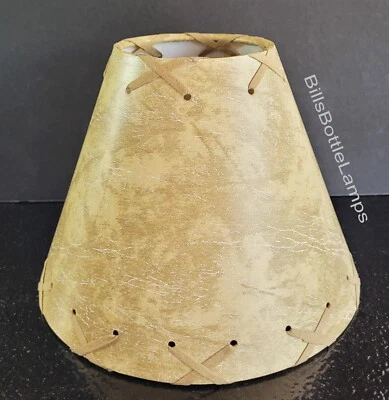 Rustic Faux Leather Hardback Laced Table Light LAMP SHADE Clip-On Bulb 9" Cone - Image 1 of 4