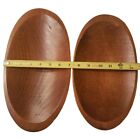 Vintage Small Oval Wooden Bowls/Plates (Set of 2), 13"×7" And 12"×6-5/8"