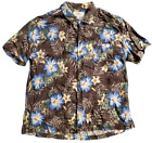 Island Shores Mens Hawaiian Shirt Multicolor Floral Short Sleeve Pocket Silk Xxl
