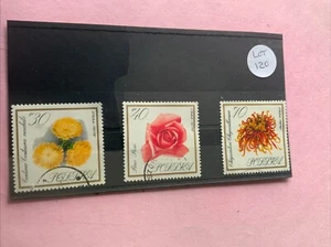 3 Poland Used Postage Stamps on Stock Card - Flowers - VG - Lot 120 - Picture 1 of 1