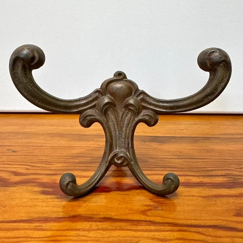 Antique Ornate Double Hall Tree Hook Coat Hat Rack Hanger Victorian Cast Iron Cover