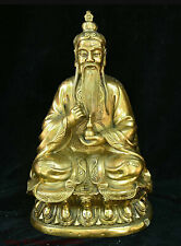 China Folk Taoism Leader Brass Copper Tai Shang Laojun Taoist Buddha God Statue