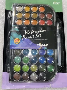 Thean 48 Colors watercolor paint set with Water brush. Free Shipping! - Picture 1 of 4