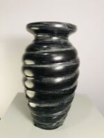 Vintage Modern Mid Century  Haeger Black  Swirl Vase 8.5” tall