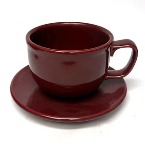 Homer Laughlin Fiesta Retired Cinnabar 18-Ounce Jumbo Cup and Jumbo Saucer Set - Picture 1 of 7