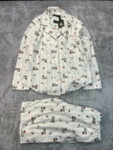Polo Ralph Lauren Pajamas 2PC Set Womens Small Ivory Floral Fleece - Picture 1 of 20