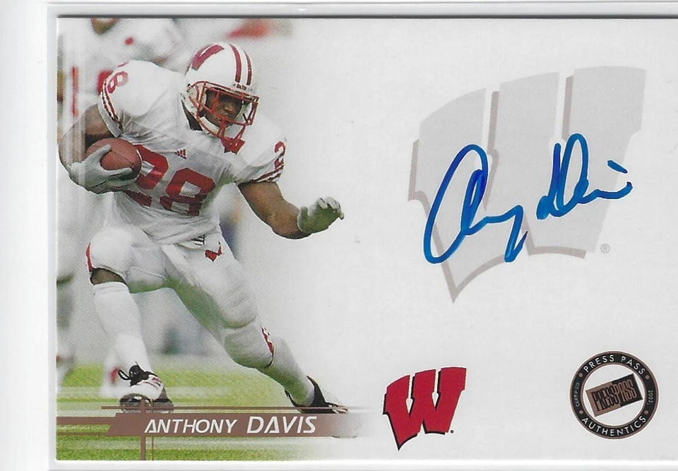 КАРТОЧКА С АВТОГРАФОМ ЭНТОНИ ДЭВИСА ВИСКОНСИН БАРСУКИ ФУТБОЛ 2005 ПРЕСС ПРОПУСК - Изображение 1 из 1