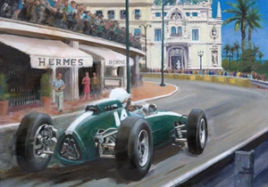 Canvas 1962 Monaco Grand Prix winner Bruce McLaren (NZL) Toon Nagtegaal LE - Picture 1 of 5
