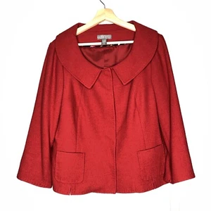 KATE HILL Red Blazer Wool Blend Portrait Collar Classic Jacket Office Business - Picture 1 of 7