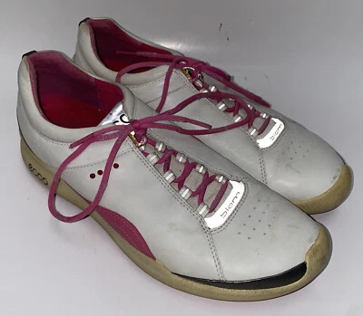 Ecco Womens White/Pink Suede Lace Up Golf Shoes Size 41 EUR 10 USA - Image 1 of 4