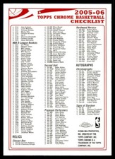 2005-06 Topps Chrome Checklist Rookie G5 Toronto Raptors #NNO