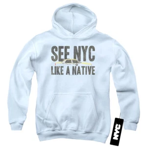 NYC Kids Hoodie New York City Like A Native Taxi White Hoody - Picture 1 of 2