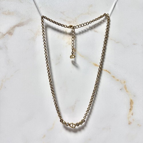 Collana Dior Logo Strass Placcato Oro Autentica