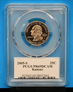 2005-S PCGS KANSAS STATE QUARTER Graded PR69DCAM PCGS # 913063.69/38037661 - Picture 1 of 4