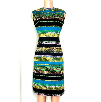 Pauline Trigere Neiman Marcus Vintage 10 or 12 Multicolor Wool Sleeveless Dress - Image 1 of 4